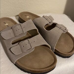 Elegant Cream Double Buckle Sandals